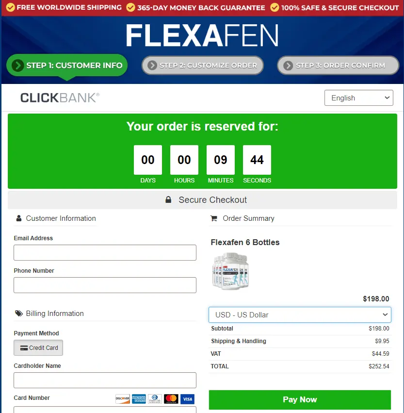 Flexafen order page